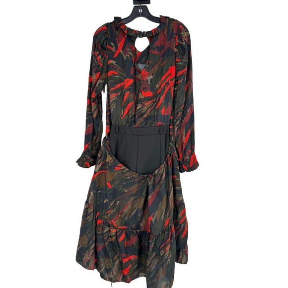 BALENCIAGA PARIS Midi Dress‎ Dark Green Multicolor Size 38 US 6 - Picture 4 of 10